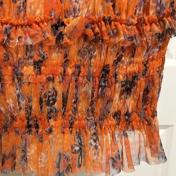 Free People Orange Floral Ruffle Blouse - Picture 6 of 6